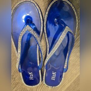 NWOT- Blue Thong Sandals with Textured Sole